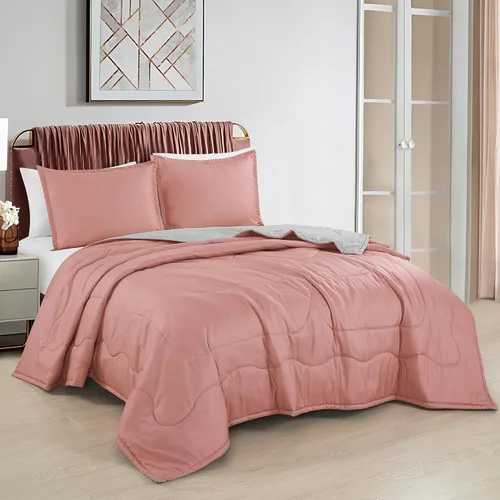Vista 14 de ESCA Fawda - Juego de colcha acolchada reversible de 3 piezas con 2 fundas de almohada, tamaño King/Cal King
