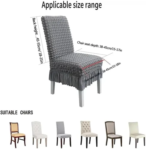 Vista 8 de Paquete de 2 fundas elásticas universales para sillas de comedor con falda, funda minimalista moderna para silla de sirsaca tridimensional, funda