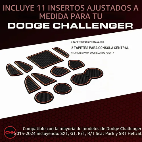 Vista 2 de CupHolderHero Para Dodge Challenger 2015-2024 11pc Portavasos (naranja)