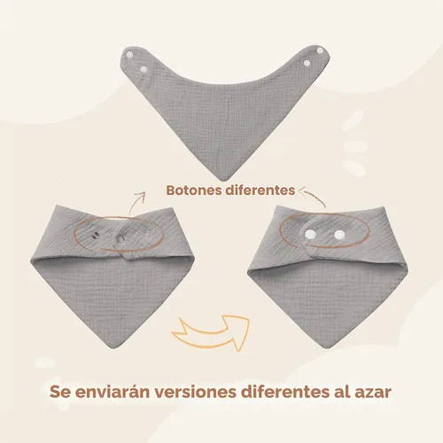 Vista 7 de Paquete de 8 baberos de muselina 100% algodón, baberos ajustables para bebés de 0 a 36 meses, niños y niñas