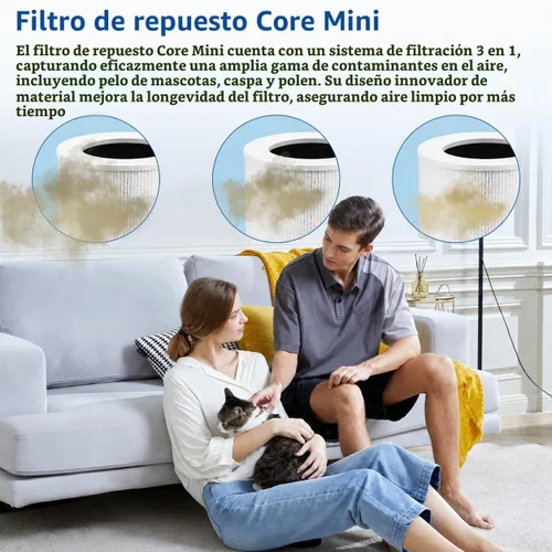 Vista 7 de Reemplazo de mini filtro Core para mini purificador de aire LEVOIT Core Core Mini 2 Pack-Blanco