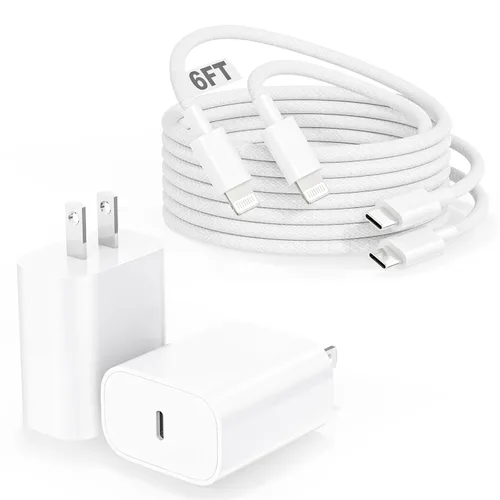 Vista 10 de [Certificado MFi de Apple] Cargador de iPhone 14 de Carga Rápida, Bloque de Cargador USB C Quick Type con Cable de Carga USB C a Lightning de 10
