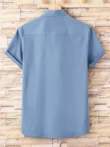 Vista 2 de SheIn Camisa casual de manga corta con puños y botones para hombre