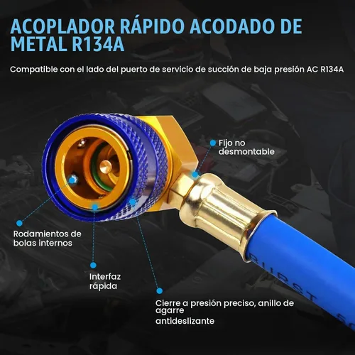 Vista 5 de JIFETOR Manguera de carga de CA con indicador 100PSI, herramienta