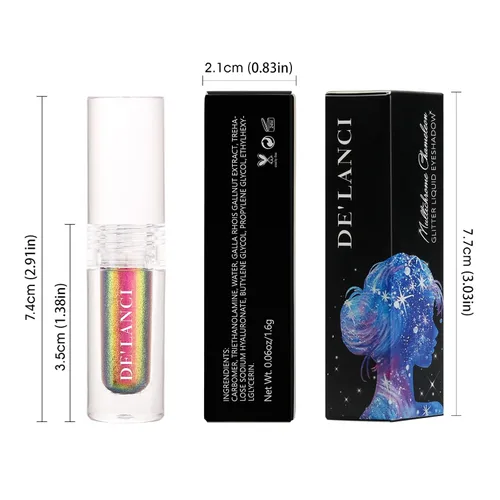 Vista 6 de Sombra de ojos líquida líquida brillante de metal duocromo multicromo, brillo de camaleón, impermeable de alta pigmentación, sombra de ojos líquida