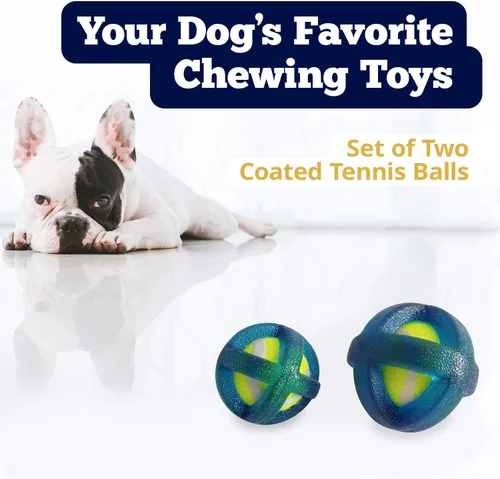 Vista 4 de Pelotas de tenis, juego de pelotas de tenis recubiertas de TPR, juguetes para masticar para cachorros y perros Azul