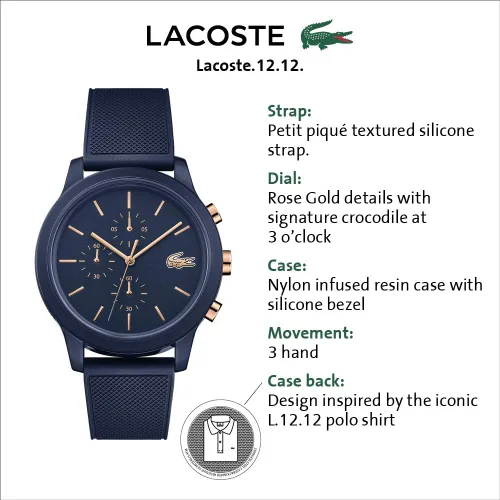 Vista 2 de Lacoste TR90 - Reloj de cuarzo para hombre con correa de goma azul 20 modelo 2011013