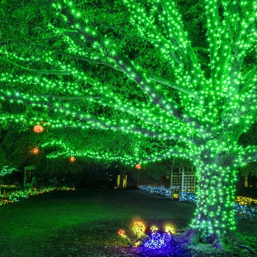 Vista 4 de JMEXSUSS Paquete de 2 tiras de 200 luces LED solares/2 paquetes de 100 luces LED de cadena verde