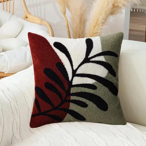 Vista 10 de Merrycolor Fundas de almohada decorativas bohemias para cama, modernas de mediados de siglo, fundas de almohada verde hoja, funda de almohada