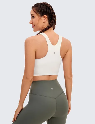 Vista 2 de CRZ YOGA - Butterluxe - Brasier deportivo con espalda cruzada y escote alto - Camiseta de entrenamiento sin mangas con brasier con relleno