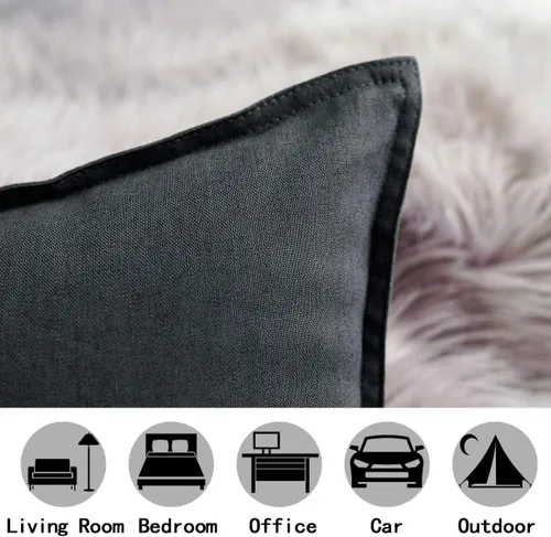 Vista 72 de Jeanerlor Funda de almohada decorativa de lino y algodón sólido de 18 x 18 pulgadas con cremallera, funda de cojín europea, funda de almohada