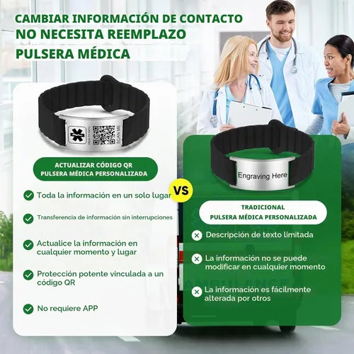 Vista 6 de Medical Bracelets for Men Women with QR Code Medical Alert ID Bracelets