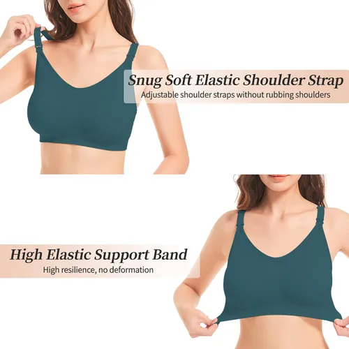 Vista 5 de Nursing Bras for Breastfeeding 3 Pack Seamless Maternity Bras Pregnancy Sleep Bralette with Extra Bra Extenders and Clips