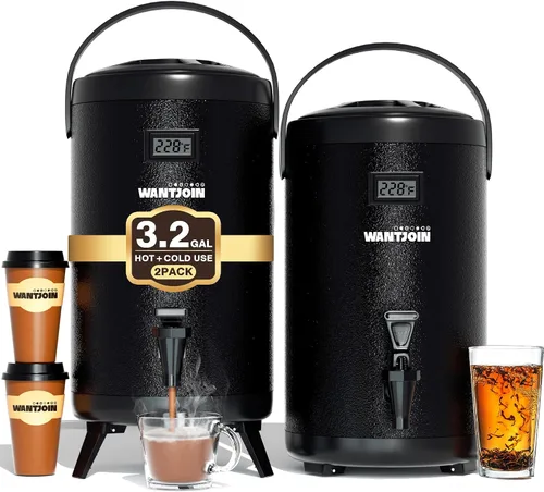 Vista 11 de WantJoin Dispensador de bebidas aislado – Dispensador térmico de acero inoxidable de 8 l/2 galones de bebidas frías y calientes con grifo para té