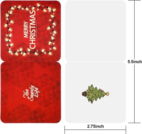 Vista 4 de Outus Mini tarjetas de felicitación de Navidad con sobres, 2.7 x 2.7 pulgadas (48 piezas)