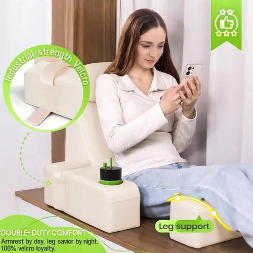 Vista 7 de Almohada de lectura para adultos, almohada de espalda para sentarse en la cama, almohada de respaldo para sentarse en la cama, brazos desmontables