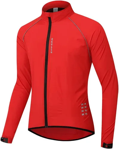 Vista 2 de WOSAWE Chaqueta de ciclismo para hombre, rompevientos ultraligera reflectante