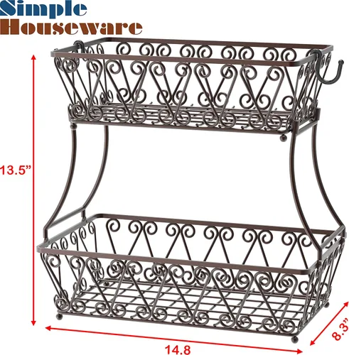 Vista 7 de Simple Houseware - Frutero de 2 niveles para encimera, bronce