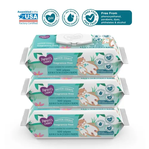 Vista 2 de Toallitas de bebé sin fragancia premium, suaves, gruesas y adecuadas para pieles sensibles, 300 unidades, hipoalergénicas, 99% de agua, pH