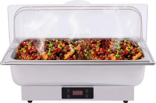 Vista 15 de Calentador de alimentos de acero inoxidable, juego de platos de bufé rectangular, estufa de buffet, juego de calentador de bufé para uso doméstico
