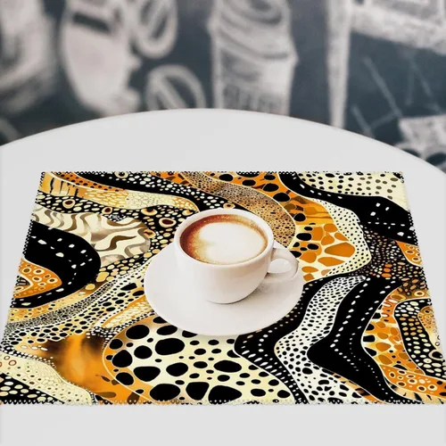 Vista 7 de Abstract Tiger Leopard Pattern Placemats Set of 6 Resistant Table Mats Washable Place Mats for Dinner Party Table Decoration