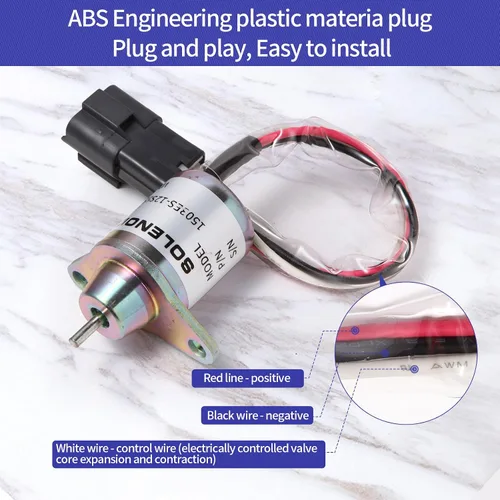 Vista 4 de M810324 Solenoide de apagado de combustible 119233-77932 Yanmar 1503ES-12S5SUC12S Reemplazar Woodward para John Deere 3038E 3036E 3032E 2025R 2032R