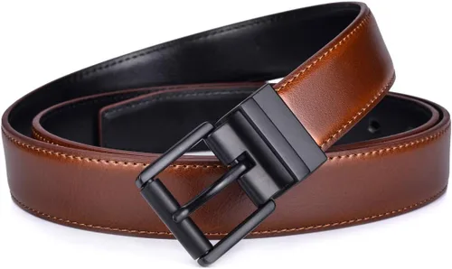 Vista 5 de Beltox - Cinturón para hombre de vestir casual reversible de cuero de 1.1" con hebilla de rodillo giratoria