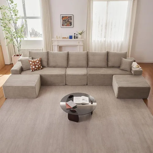 Vista 40 de Lakifun Sofá en Forma de L de 107" con Otomana, Seccional Modular Moderno Sofá Cómodo en Forma de U Nube, Asiento Profundo, Chaise Longue Cama