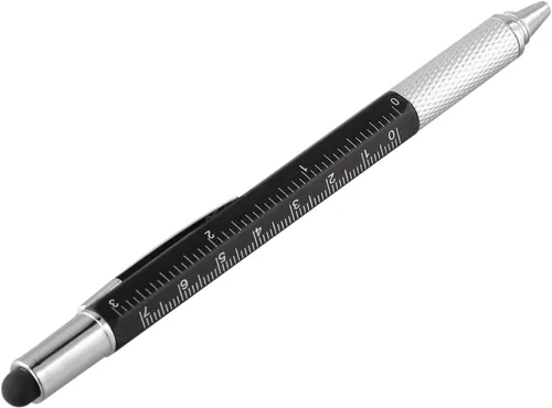 Vista 3 de Bolígrafo multiherramienta 6 en 1 para hombre, lápiz capacitivo, regla Negro