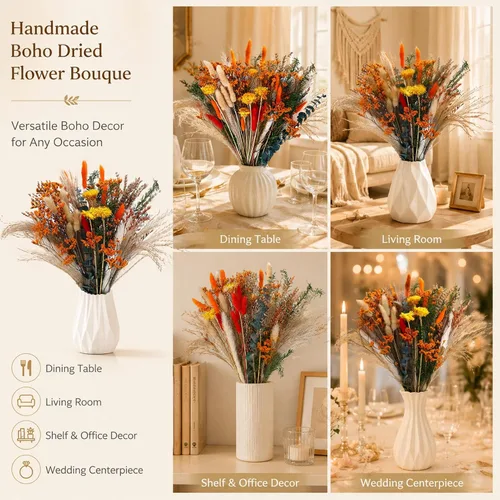 Vista 5 de Flores secas naturales DIY conjunto de flores boho a granel