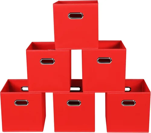 Vista 47 de Yunkeeeper - Contenedores de almacenamiento, cubos organizadores de tela con asa, cubos plegables para almacenamiento de tela o accesorios, 11 x 11