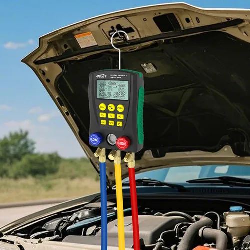Vista 5 de BELEY Refrigeración Digital Manifold HVAC System Gauge Set, alta precisión de presión de vacío probador de fugas de temperatura dignostic Meter Kit