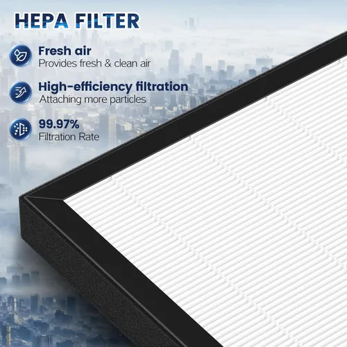 Vista 5 de Filtro de repuesto ProHEPA 9000 compatible con purificadores de aire VEVA 9000, 2 filtros de repuesto HEPA y 8 prefiltros de carbón activado