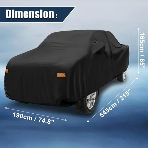 Vista 8 de X AUTOHAUX Funda para camioneta Toyota Tacoma Doble Cabina 4P 1,5 m de largo 2005-2021 Protección contra sol, lluvia, polvo, viento y nieve 190T-PU