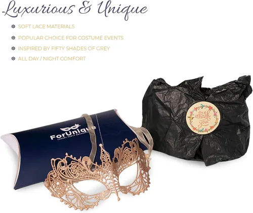 Vista 12 de Masquerade Mask for Couples Women and Men - 3 Pack Venetian Gold and Black Lace, Mardi Gras Mask
