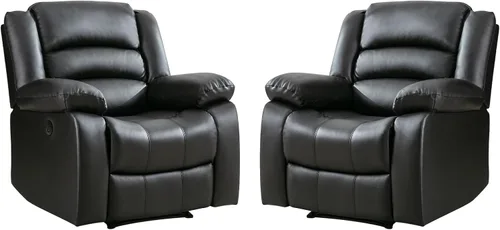 Vista 16 de EBELLO Silla reclinable eléctrica clásica, de piel sintética, silla reclinable eléctrica de gran tamaño con cojín suave y respaldo, sofá con cómodo