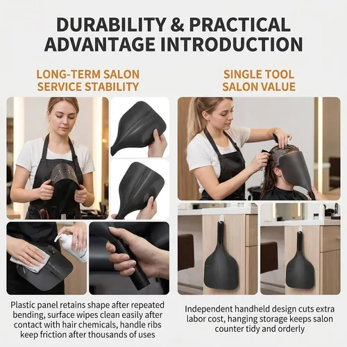 Vista 6 de Protector facial de peluquería de plástico negro, protector de laca de mano para el cabello, cubierta protectora de ojos para cortar el cabello