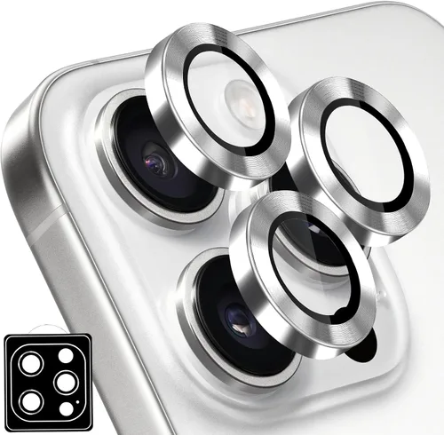 Vista 10 de Compatible con iPhone 13 Pro para iPhone 13 Pro Max, protector de lente de cámara antiarañazos, vidrio templado 9H, protector de cámara de metal a