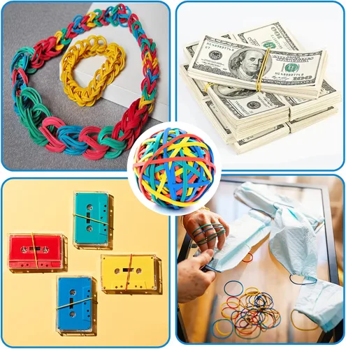 Vista 5 de Anvin Banda de goma 180 alrededor de bandas de goma 5.29 oz elásticas coloridas bandas de envoltura bandas duraderas para papelería, organización
