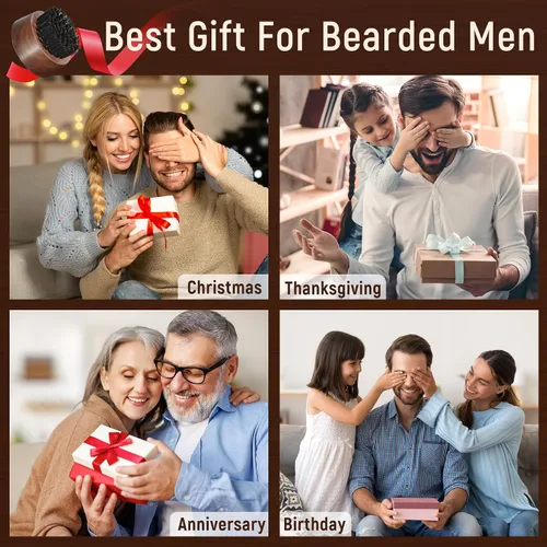 Vista 10 de BFWood Cepillo para barba para hombres, cerdas de jabalí naturales