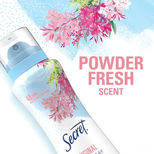Vista 8 de Secret Dry Spray Desodorante Antitranspirante para Mujeres, Protección sin Peso por 48 Horas contra el Sudor y el Olor, Suave para la Piel, Aroma