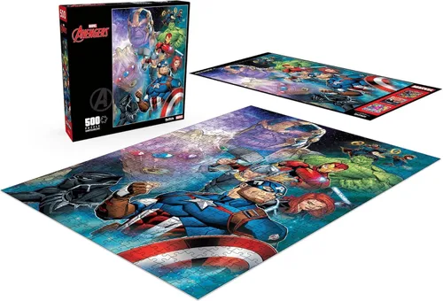 Vista 4 de Buffalo Games Marvel Thanos vs. The Avengers - Rompecabezas de 500 piezas, 21.25 x 15 pulgadas, multicolor, rectangular, póster a todo
