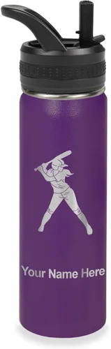 Vista 47 de LaserGram Botella de agua personalizada de 32 onzas, jugador de softbol Regalo grabado para jugadores de sóftbol, acero inoxidable aislado al vacío