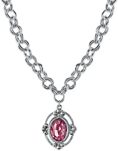 Vista 3 de 1928 Jewelry Collar con colgante floral de cristal austriaco para mujer, 16 pulgadas + extensor de 3 pulgadas