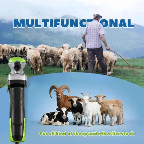 Vista 8 de Tijeras de oveja profesionales 850 W 2400 RPM resistentes con 4 cuchillas (13 dientes rectos/13 dientes curvos/9 dientes rectos / 9 dientes curvos)