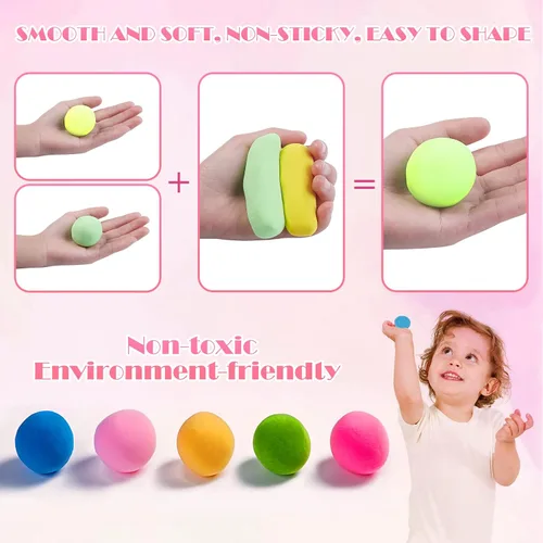 Vista 2 de EDIFON Arcilla seca al aire, arcilla de modelado de 24 colores para niños, juguete de arcilla mágica de espuma con herramientas de escultura