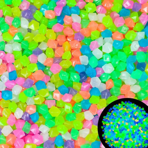 Vista 8 de 300 piezas de piedras que brillan en la oscuridad, guijarros luminosos, piedras luminosas para exteriores para pecera, jardín, patio, acuario