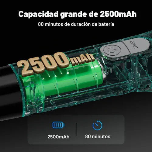 Vista 5 de Limpiador eléctrico giratorio con 8 cabezales de cepillo - HIMAAT IPX7 impermeable, mango de extensión ajustable y pantalla LCD - Potente cepillo