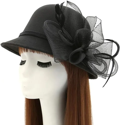 Vista 2 de Sombrero de organza para mujer Kentucky Derby Racing Horse Sombrero de cubo Sombrero Bowler Church Vestido de boda Fiesta Ocasión Cap