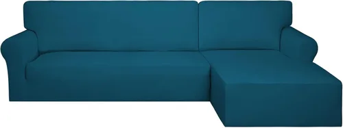 Vista 22 de PureFit - Fundas superelásticas para sofá modular en L, 2 fundas de elastano antideslizantes con borde elástico, ideal para niños y mascotas